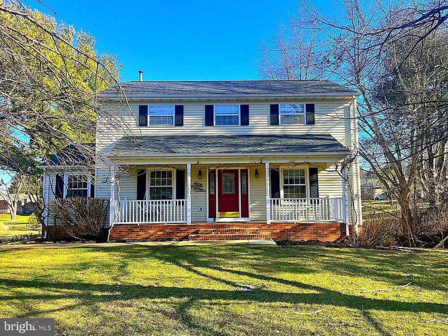 Move In Ready 3BR/2.5BA Beautiful Colonial nestled on a large lot tucked away in a small neighborhood. Oversized living room with cozy wood burning fireplace. Eat-in kitchen offers lots of cabinet and counterspace. Dining room area off of the kitchen with lots of natural light.  Main level laundry room with lots of storage room. Main level office for the convenience of working from home. Large primary suite with private full bathroom and walk-in closet. 2 large upper level bedrooms and nice full bathroom. Full unfinished  walk out basement with lots of storage room and potential for finished space. Large front porch for enjoying a cup of coffee. Rear deck for cookouts and gatherings. Storage shed and a huge back yard. No HOA and Comcast and FIOS are available. Entire home has been freshly painted. New LVP throughout the main level and all new berber carpeting throughout the upstairs. New washer, dryer, stove and refrigerator.