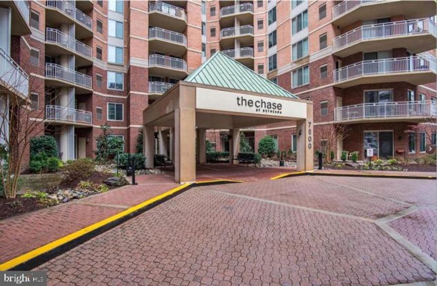 Enjoy instant access to the best of Bethesda dining , shopping and Metro!  The Chase is a pet -friendly community offering incredible walkability as well as a gorgeous private pool, tennis courts and fabulous outdoor spaces - an oasis in downtown Bethesda!  This bright and sunny unit is in immaculate/move-in condition and features a wrap-around private balcony,  perfect hard wood floors, in-unit laundry and ample storage.  Garage parking and a separate storage unit are also included.  Have it all!