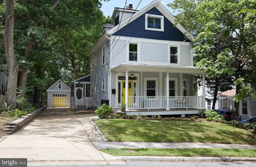 A beautiful gem, this Mount Rainier renovated farmhouse is filled with character and beauty! Known by the neighborhood for its colorful charm, all are welcomed by a beautiful and distinctive covered front porch with an idyllic porch swing– perfect for morning coffees and evening fire-fly spotting. Enter into a spectacular foyer, adorned with as much sophistication as statesmanship. The living room glows with a gas fireplace, one-of-a-kind wooden carved mantle and coffered ceilings. The modern, updated kitchen complete with a bronze sink and range-hood includes lots of storage and counter-space,  and perfectly flows into a dining room fit for occasions big and small. A statement powder room offers guests and owners a perfect compliment to the charm of the home. The second floor features three sizable bedrooms and a beautifully remodeled bathroom, all made more special with the light of seasons through large windows and spectacular views. A large fourth room is located on the top floor complete with custom closets, room for an office or playroom and romantic fourth bedroom. That’s not all… head back downstairs to the basement level to find a beautiful and large newly remodeled bathroom, bedroom, laundry and lounge area, perfect for play, guests or reprieve. A closed-in porch off the back of the kitchen leads into a beautiful and spacious backyard– complete with an all-season turf field, beautiful in all seasons! This home is one-of-a-kind! 

Nestled just blocks away from the D.C. border. The offerings of Mount Rainier are both enchanting and expanding. Savor the delights of local watering holes such as Pennyroyal Station and Era Wine Bar. Vast green spaces and the inviting Northwest Branch Trail add to the captivating character of this location.
Embrace the allure of this unique residence - a testament to the seamless fusion of character and modern comfort. Your Mount Rainier home awaits.