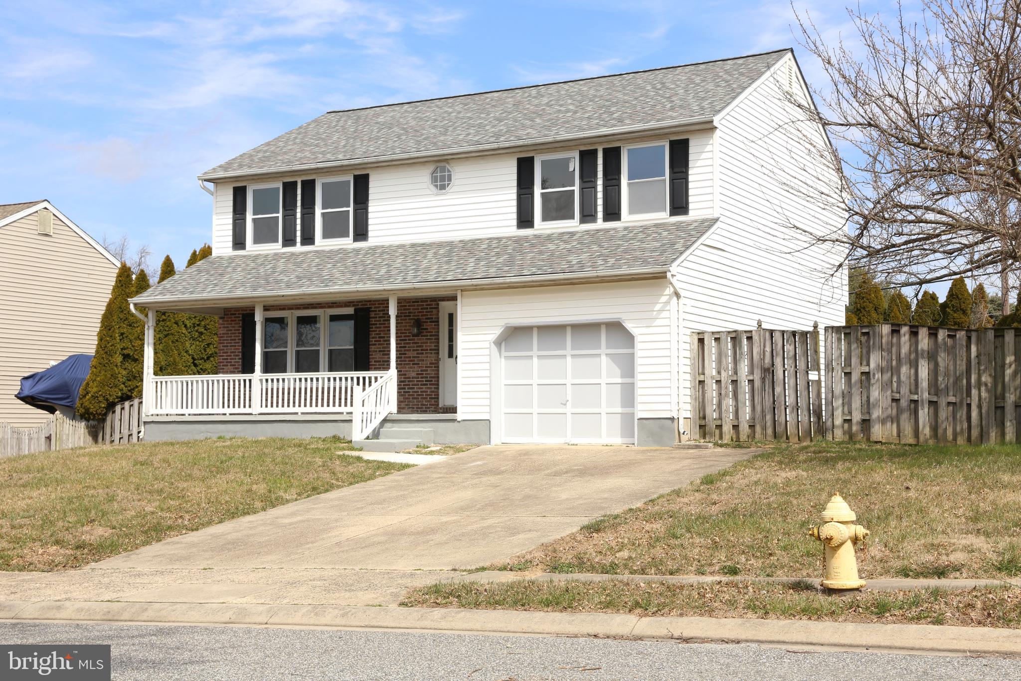 Welcome to a completely renovated top to bottom colonial home located in Fountain Glen community. Make it yours now and you will be worried free for many years. The house is fully updated in 2023 with new commercial colonial slate architectural shingles roof that could last up to 50 years, all new windows throughout, new Quartz kitchen counter top and kitchen island, new freshly painted throughout the house, new surface deck, new Luxury Vinyl Plank floors throughout, new HVAC system including AC unit, and completely renovated all baths with new vanities, toilets, standing shower, bathtub and new beautiful ceramic titles. All new lighting fixtures throughout and new ceiling fans, front porch repaved and repainted, 2020 - water heater and many more. Almost everything is brand new.
Sit and relax in the long front porch when the weather is nice. Upon entry, you will be greeted by a lovely living/family room, dinning area, half bath, and a beautiful kitchen. The kitchen leads to a nice sized deck and huge backyard. The basement has a laundry room with an entrance and walkup stairways to the backyard. The second level has 4 ample sized bedrooms with 2 full baths. The master bedroom has an ensuite renovated bath. This home is conveniently located near many local shopping areas, a community pool and I-95. Schedule your showing today before it's gone.