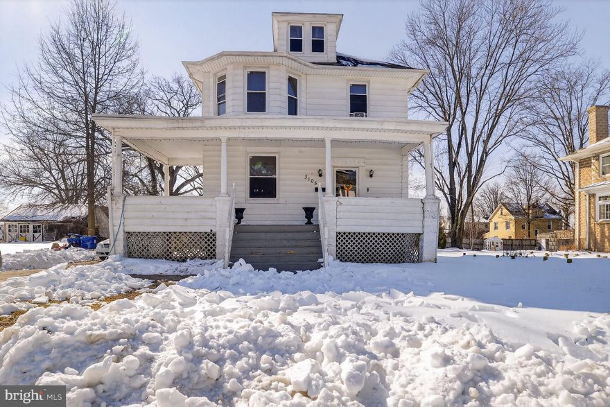 Large single family home with great potential.  This property features a main level with living room, dining room or game room, kitchen, office/den/additional bedroom and full bath.  Second level includes 4 bedroom and one full bath.  Third level is large attic bedroom -  could be playroom, office or storage.  The house has hardwood floors and an unfinished basement with washer and dryer.  Rear yard is fenced. Property needs work and is priced accordingly.  Being sold "as is"