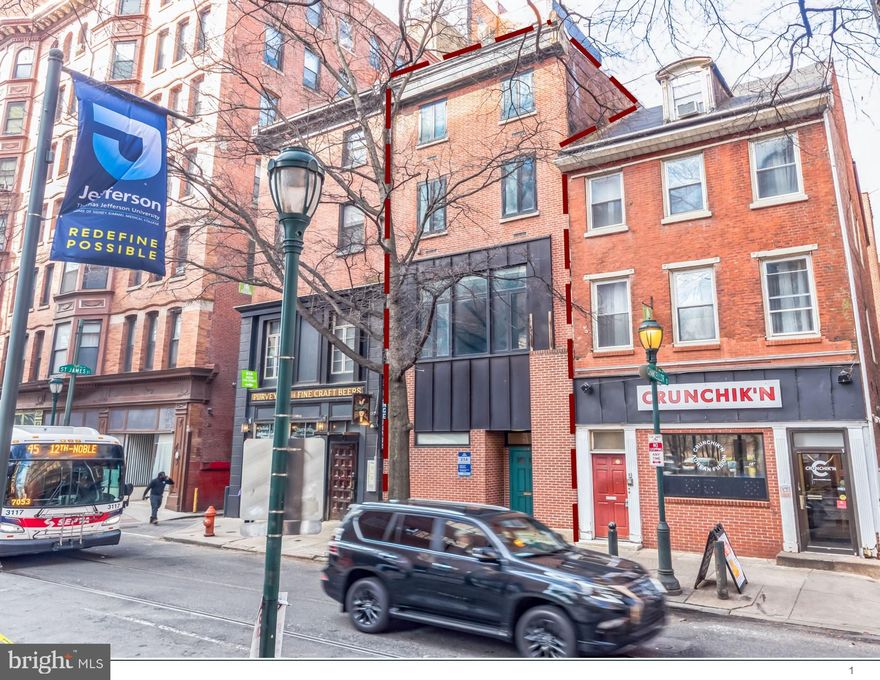 Adaptive Reuse Opportunity: Convert from Office to Multifamily
Proximity to Essential Shopping and Retail: National Essential Retailers at Your Front Door
Highly Desirable Midtown Village Location: The Most Desirable Neighborhood in Philadelphia 
Inclusive Center City Zoning: CMX-4 Zoning Allows for Significant Density
Transit Oriented Location: Close to Major Roadways and Public Transit

The Property is comprised of 6,680 SF improvements on 2,460 SF of CMX-4 zoned land in the Midtown Village neighborhood of Philadelphia. The Midtown Village section of Center City is considered one of the most desirable neighborhoods in the Philadelphia MSA featuring award-winning retail, eateries, and nightlife.

The Pilot Building is an outstanding opportunity to convert a well-located asset to multifamily, an alternative commercial use, or begin an assemblage with attractive zoning. Future tenants will live or work directly adjacent to the Jefferson University Hospital Campus, Fashion District, Target, and Planet Fitness. The Property is steps from the new Jefferson University Specialty Care Pavilion, which is projected to have $600M+ in economic impact.

The Property is located minutes from major arteries including I-76, I-676, and I-95 providing unparalleled access to the Philadelphia MSA. The Pilot Building is about a 5-minute walk of the station at 11th and Market Streets for the Market-Frankford Line carrying commuters to points in Center City, University City, 30th Street Station, and the Philadelphia Suburbs.