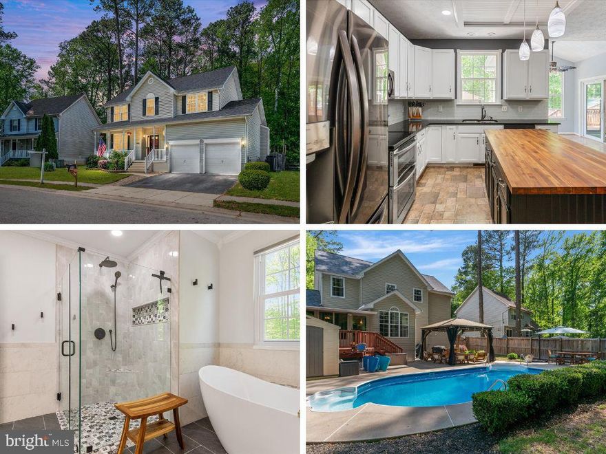 This beautifully maintained 4-bedroom, 2.5-bath Colonial home with a 2-car garage offers space, style, and a prime location just minutes from the Bay Bridge, major commuting routes, shopping, and dining. The main level features an updated kitchen with a breakfast nook, a spacious family room with a gas fireplace, a separate dining room, a formal living room, main-level laundry, and a bright sunroom that opens to a fully fenced, beautifully landscaped backyard with an in-ground saltwater pool—perfect for relaxing and entertaining. Upstairs, the expansive primary suite boasts vaulted ceilings, a large walk-in closet, and a luxurious ensuite bathroom with a soaking tub, walk-in shower, and double vanity. Three additional generously sized bedrooms share a recently updated full bath. In excellent condition throughout, this home is move-in ready and ideally located for comfort and convenience.