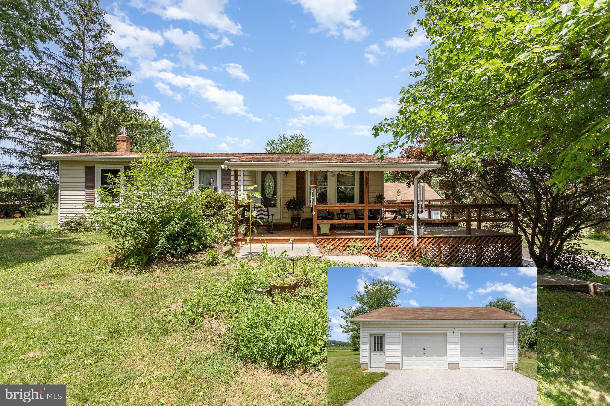 Enjoy one-level living in this beautifully maintained rancher with a detached garage, all situated on 2.47 acres. This move-in ready home features a bright and open floor plan with laminate flooring throughout, an updated eat-in kitchen with white cabinetry, three main floor bedrooms, a spacious full bathroom, and so much more! The lower level features an updated generously sized family room with a beautiful brick fireplace and the perfect space for gathering and entertaining. The home boasts a water softening system and osmosis system offering comfort and peace of mind for years to come. The home features a one car attached garage, a detached two car garage with storage above, and a pole barn offering ample space for your cars, tools, and hobbies. Enjoy panoramic views, nature, and wildlife from the comfort of the wraparound deck and the picturesque 2.47 acres. Don’t miss this opportunity, schedule your private showing today!