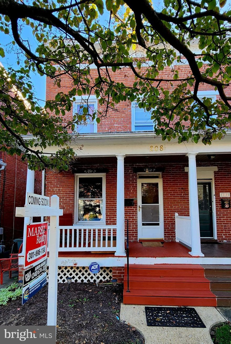 Enjoy this spacious, all brick rowhome with a covered front porch, fully fenced backyard and parking in sought after Historic Downtown Frederick. Great opportunity for some sweat equity on a wonderful property just an easy 2 block walk to Carroll Creek, Baker Park, Dog Park, Market Street and anything Downtown. Priced accordingly with needed improvements and renovations. Home has been completely painted, and original wood floors are in great condition. Situated just a short walk to the Carroll Creek Promenade, the center of downtown Frederick Maryland, enjoy the many restaurants, shopping opportunities, festivals on the creek, Baker Park, library, baseball at the Frederick Keys BallPark and a cool water way on Carroll Creek all within walking distance. This synergistic area welcomes local microbrew pubs, numerous restaurants, (too many to count) and nightlife entertainment. All this awaits you while you enjoy this charming historic property set within the beautiful city of Frederick