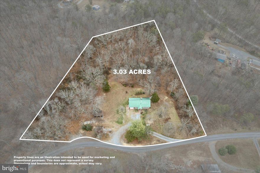 Now is your chance to own a rustic log cabin on 3 partially wooded acres.  Yes, it needs updating but it offers privacy and tranquility with nature at your doorstep. The charm of this cabin is evident with interior log walls, wood floors and a stunning fireplace.  Even the metal roof adds a musical note to this peaceful setting when raindrops tap rhythmically during a storm!  The inviting family room is highlighted by the fireplace with beautiful wood surround/mantel while the country kitchen has a wood stove that provides consistent warmth to the upper level.   One level living is easy with the primary bedroom and full bath and convenient laundry room on the main floor.   Upstairs are two generous bedrooms and a half bath.  The garage is perfectly sized for an ATV and motorcycles - and behind it is a bonus/hobby room connected to the laundry room.  There is plenty of outdoor storage in shed as well as a separate woodshed.  Come tour this vintage cabin and see the potential to have the most charming cabin around!