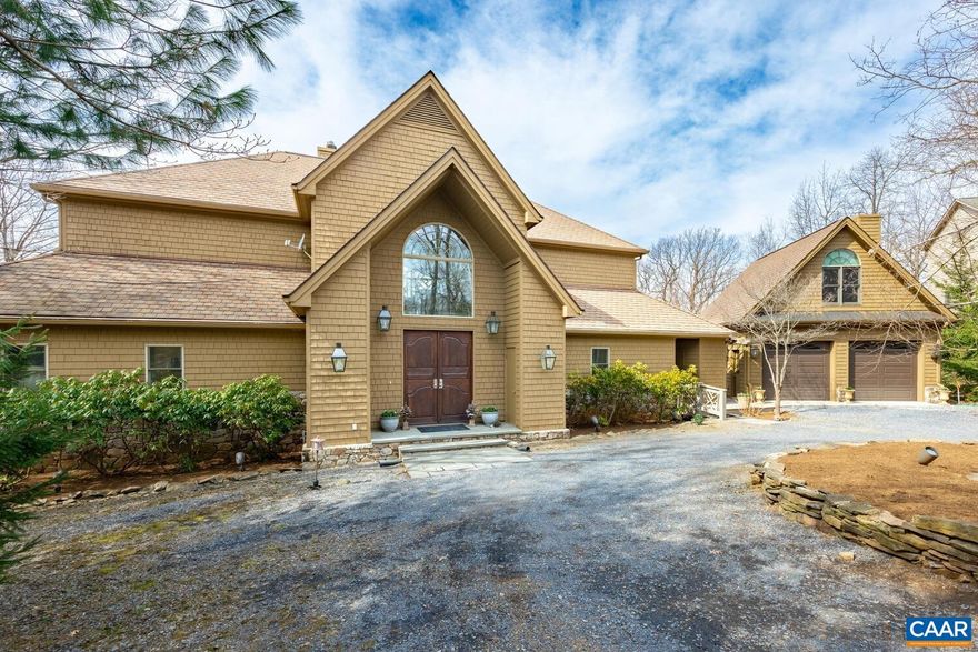 This stunning Wintergreen home will be the perfect place for family reunions, parties, or casual get-togethers with family and friends.  The living room is unbelievable with a wall of windows, vaulted ceilings and gorgeous wood bookcases and fireplace surround.  The first-floor primary bedroom has a fireplace flanked with bookcases and TWO full baths, each with its own dressing/closet area. The spacious kitchen offers ample storage space, glass cabinetry, three dishwashers, gas range, expansive island, and a walk-in pantry. A laundry room is conveniently located off the kitchen with outdoor access. Upstairs, a loft, tv or reading room overlooks the living room.  Two large bedrooms are also on the second level, each with sizable bathrooms and walk-in closets.  The guest house is an absolute dream with a large sleeping area, deck, and kitchenette.  An additional apartment bedroom is over the two-car garage with a wet bar area and full bath.  There?s ample parking for everyone in the circular driveway ? just one more feature making this a convenient home base for your mountain adventures!  This is a fabulous opportunity to own a home overlooking Shenandoah National Park with space for all to enjoy!,Fireplace in Den,Fireplace in Living Room,Fireplace in Master Bedroom