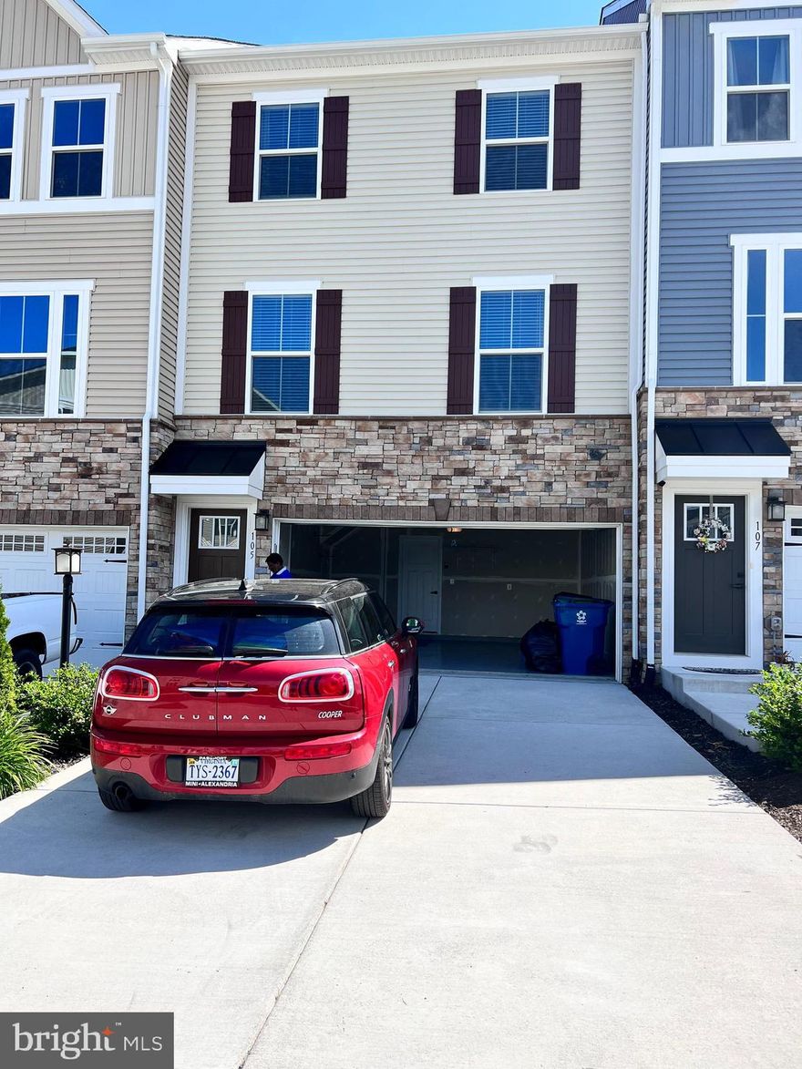 Three level, 2 car garage two years young!TH offers sun filled rooms with open concept. Spacious kitchen with espresso cabs & granite, island that seats 4 comfortably, SS GE appliances, pull out shelving in lower cabs, recessed lighting and large pantry. Primary BR suite with ample walk-in closet, primary bath with large shower and double sinks. Two secondary BRs, hall bath & a true laundry room complete the 3rd level. Linen closet in each bath too. A composite deck with vinyl railing for easy maintenance located on the main living level. (2nd) A family room with walk-out SGD is located behind the garage on the lower level. Extra storage in garage under stairs. Looking for good credit scores