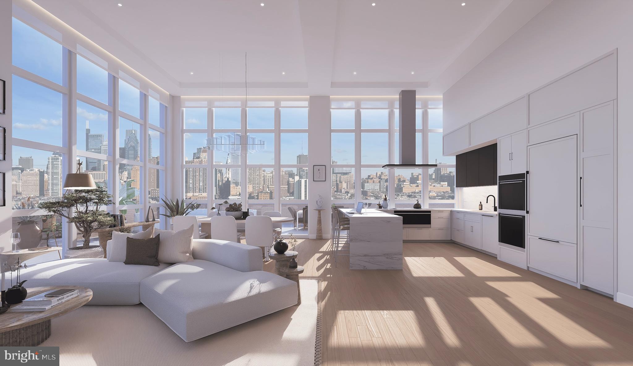 One Thousand One stands as Philadelphia’s newest and most sought-after address, connecting the city’s most-desired neighborhoods. With an unrivaled scale of world-class indoor and outdoor amenities, including a rooftop garden-inspired Pool Club, along with a Giant supermarket and curated neighborhood retail, One Thousand One emerges as a residential destination poised to leave a lasting impression on the Philadelphia skyline.
Where elevated design meets effortless luxury. Connecting the Avenue of the Arts to the vibrant East Passyunk and historic Italian Market neighborhoods, these newly built penthouses offer expansive layouts, soaring 13' ceilings, unmatched finishes and breathtaking views of the city.
Choose from three distinct design palettes: Parisian, Californian, and Fusion. Whether your aesthetic is refined, relaxing, or culturally inspired, we’ve curated something for every taste.
Kitchen:
Imported, craftsman-quality Italian kitchen cabinetry in every unit with ample storage, including lift-stay cabinets above the refrigerator.
Deep undermount sink with integrated garbage disposal, high-quality pullout faucet, and recirculating central hot water system delivering instant, unlimited high-pressure water.
Full-height stone backsplash and under-cabinet lighting.
Marble quartz countertops provide a beautiful workspace while being stain-resistant and anti-microbial.
Appliances include slide-in ranges with front controls, stainless steel dishwashers, and refrigerators.
Bathroom:
Large format porcelain tile throughout the entire bathroom
Extra-large vanities with integrated sink trough have extensive storage and counter space
Custom-designed storage medicine cabinets with thoughtful indirect light source to provide flattering and even lighting ideal for grooming, self-care, and make-up application.
Extra large showers with thoughtful built-ins including benches and recessed product niches for grime-free storage.
Amazing shower experience with thermostatically-controlled high pressure body jet systems in all bathrooms, and full height glass and transom doors to control steam during and after showering.
Select apartments have bathtubs, which are all extra long, wide, and deep soaking tubs, with double the volume of standard tubs.
Waterfall rain showerheads, hand-held spray wands, and body spray jets
Hot water comes on instantaneously at every fixture, at excellent pressure, and never runs out.
Integrated task lighting throughout
Living Areas:
Brazilian white oak floors with a beautifully soft and touchable oil-rubbed matte finish.
Floor-to-ceiling tilt-turn casement windows offer exceptional noise, draft, and insulation characteristics while being easy to use.
Ceiling integrated shade pockets with accompanying roller shades and integrated roller shade lighting provide seamless and beautiful privacy and solar heat regulation.
Carpentry detailing, including custom trim profiles and custom-matched hardware
Large walkthrough closets with custom woodgrain organizational fittings, integrated lighting, built-in mirrors, and optimum storage layout.
Extensive warm-toned recessed LED lighting in every room including all living and bedroom areas.
2 MONTHS FREE! *pricing inclusive of current offers. Pricing is subject to change at any time - please inquire within.
$1,500 Rent Credit for Medical Professionals
$1,000 Rent Credit for Education, and City Workers