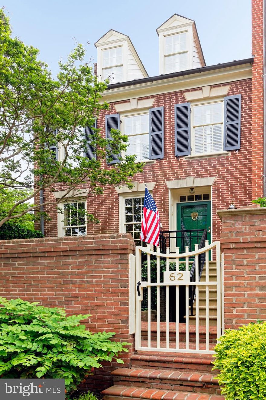 This beautiful 3/4 bedroom, 3.5 bathroom townhouse at 52 Wolfe Street in Old Town combines a harmonious blend of classic features and modern elegance, and affords the spaciousness and flow of a single-family home. Boasting a premier end-of-row location, with generous natural light from triple exposures, this gracious treasure is located in the coveted Harborside cluster of townhomes that are only 26 years old, and mere steps to the landscaped park right on the Potomac River.