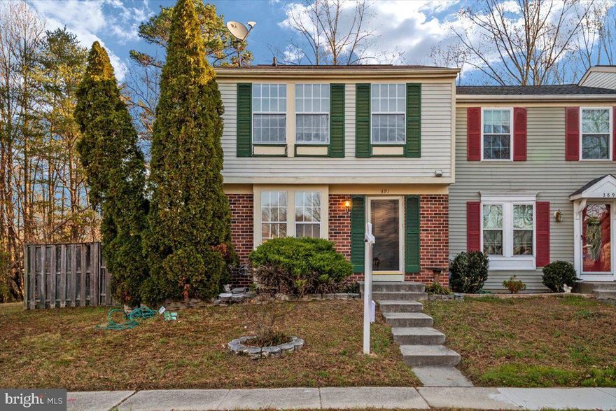 Welcome to 391 Hickory Nut Ct in the sought after Aspen Park community.  This 3 level end unit townhome sits on the only DOUBLE lot in the whole community backing to the woods!  This home offers a HUGE fully fenced in backyard with double deck!  The main level of this home boasts a half bathroom, large living room, kitchen with eat in table space, slider to the deck and stairs leading upstairs and downstairs.  Upstairs you will find 3 LARGE bedrooms, all offering great closet space, and a large full bathroom.  Downstairs in the finished basement you have a large family room and/or potential 4th bedroom, full bathroom and laundry room.  Outback you get to enjoy the privacy of backing to the woods, a HUGE double deck, and a the double sized backyard that is fully fenced in. Offering plenty of parking spaces and a convenient location, this one will be a great investment ready for your finishing touches!!