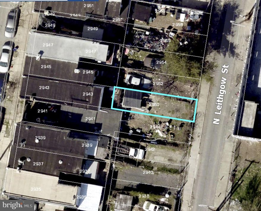 Don't miss this incredible opportunity to own a vacant lot with boundless potential at 2950 N Leithgow st, in the vibrant neighborhood of Fairhill, Philadelphia! Spanning across 533 sq ft, this prime lot is perfectly suited for a variety of investment possibilities. Nestled within an RSA-5 residential zone, this lot allows for flexible development options. Whether you're looking to buy and hold for future appreciation or embark on a construction project, this property offers a canvas for your creative vision. Additionally, it is worth noting that this lot is located in a QOZ opportunity zone, presenting potential tax advantages and incentives for savvy investors. Convenience is at your doorstep, as the Route 57 bus stop is a mere two blocks away. This direct route provides seamless access to the bustling Center City, allowing for effortless commuting and exploration of Philadelphia's iconic landmarks and vibrant cultural scene. Situated in close proximity to W Allegheny Ave, you'll discover a bustling commercial corridor that caters to all your daily needs. From an array of diverse restaurants serving delectable cuisines to well-stocked supermarkets and pharmacies, everything you require is just a short stroll away. The neighborhood's dynamic atmosphere ensures a vibrant lifestyle and a myriad of amenities within reach. This vacant lot is being sold As-Is, offering you the chance to shape your own future investment. Don't let this opportunity slip through your fingers—seize the potential of 2950 N Leithgow st and transform it into something extraordinary. Act now to secure your place in this thriving community!