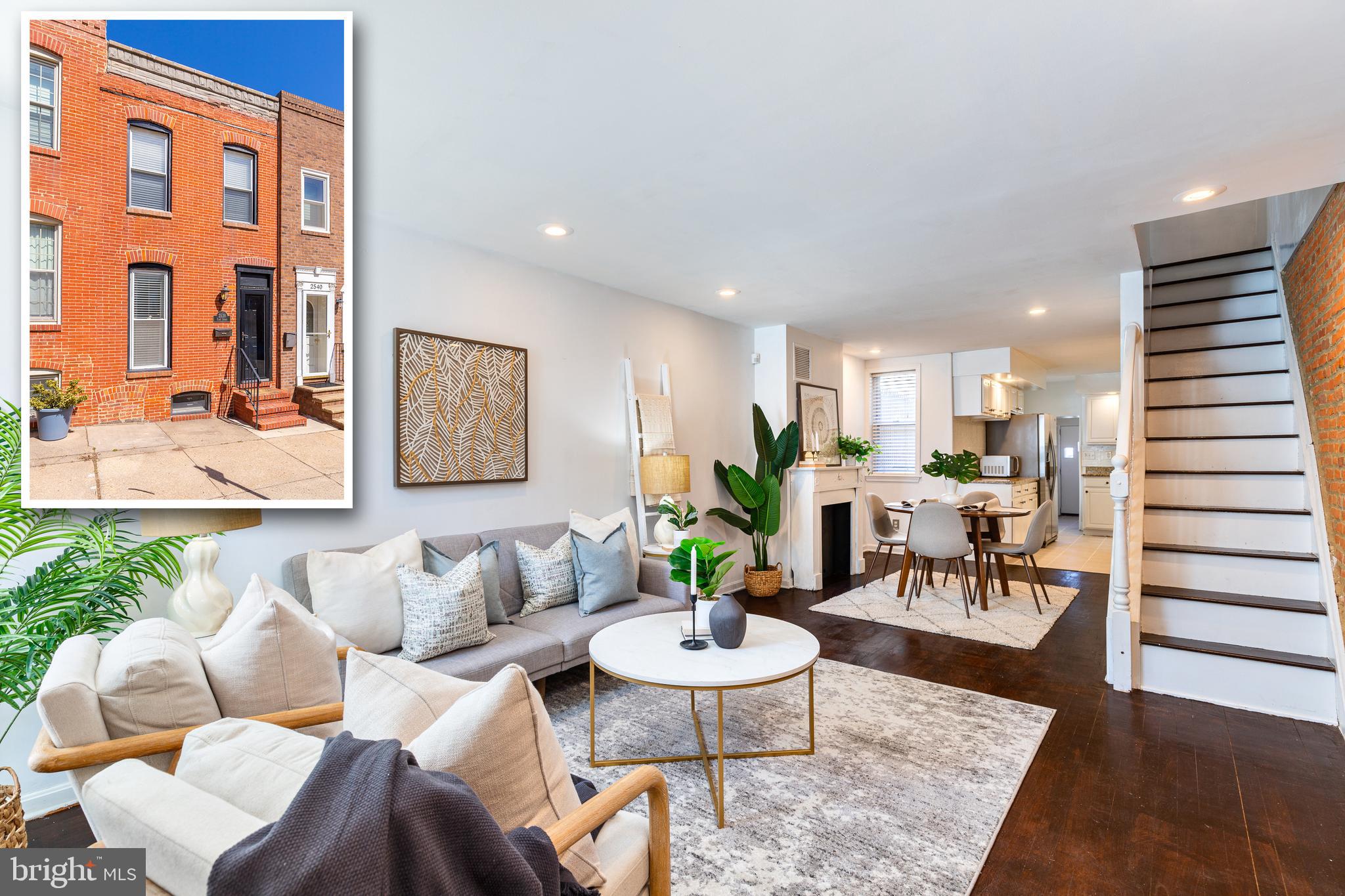 OFFER DEADLINE MONDAY 4/4 @ 10AM - CLASSIC CANTON ROWHOME W/ 3 FINISHED LEVELS AND REAR PAVER PATIO GREAT FOR ENTERTAINING - located just one block off Patterson Park this charming home features an open floor plan with hardwood floors throughout, exposed brick, decorative fireplace in the dining area and an updated kitchen with granite countertops, tile backsplash, ss appliances and white cabinetry leading to main level laundry room and remarkable rear paver patio great for entertaining! Upper level offers two bedrooms, rear deck and convenient center hallway bath that was recently updated to include marble tile & countertop. Finished lower level serves as great home office with half bath, new hvac system!