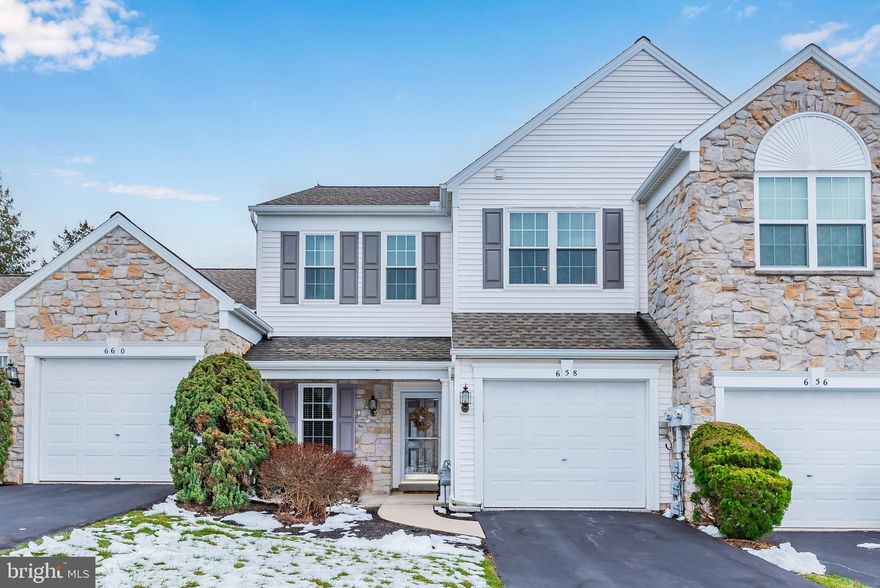Whether you are just starting out, starting over or downsizing, you will love this meticulously maintained townhome in desirable Deer Run.  An inviting, covered front porch welcomes you into this surprisingly spacious home.  Your versatile office nook/sitting room tucked just off the foyer, gives you a private space to work from home or read a good book.  Plenty of maple cabinets and stainless-steel appliances add to the appeal of your well-designed, eat-in kitchen. The practical cut out ensures you never miss out on the action in the main gathering space.   With its cozy gas fireplace, your generously sized family room is the ideal place to entertain or snuggle up by the fire.  Gorgeous sliding doors let in tons of natural light from your tree-lined, private backyard. When the weather is warm, you can take the party outdoors onto your patio - great for grilling.  The "Brookstone" floor plan features 2 massive bedrooms, both with en suite baths and walk in closets. Both of these well-laid out rooms have extra space for a sitting area, home office or exercise equipment. Convenient upstairs laundry and spacious storage closets complete this level.  Even your garage is well cared for with an epoxy finish and plenty of storage cabinets you are sure to appreciate.  An attached storage shed ensures you have space for all that is important to you.  Best of all, this amazing home is located just minutes from Gelder Park and a short drive to downtown Hummelstown & Hershey.  Your HOA maintains the lawn & garden, removes snow and makes minor exterior repairs - all for a low monthly fee of $165.  With a newer roof (2016 ), new windows (2015), new HVAC (2016)  and all new kitchen appliances (2014) and a security system, all you need to do is MOVE IN! Don’t wait to see this one! Schedule your private tour today!