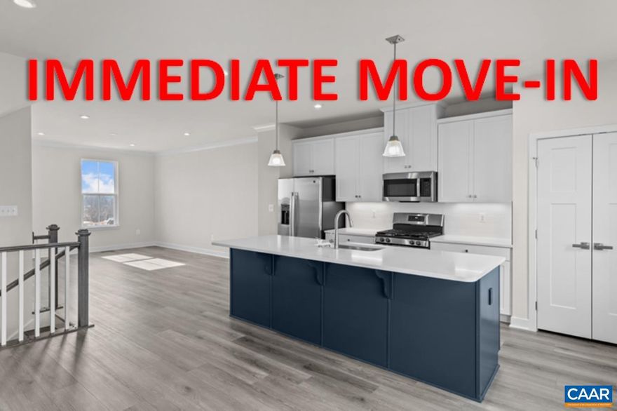 IMMEDIATE MOVE-IN READY Luxury Townhome in Charlottesville?s NEWEST community, Hollymead Towns! Boasting an incredibly convenient location just steps from dining, shopping & more at Hollymead Town Center, this 100% complete home features an open concept design with 3 bedrooms, including a spacious owner?s suite with private bath & walk-in closet, 2.5 baths, 1-car garage, gourmet kitchen with oversized island, quartz & tile backsplash, stainless appliances, gas cooking & more. PLUS, a finished basement, oak stairs, upgraded luxury vinyl plank flooring and private rear deck. RECEIVE $10,000 IN SPECIAL GRAND OPENING SAVINGS FOR A LIMITED TIME! Tested, inspected & HERS� scored by a third-party energy consultant and a third-party inspector. Visit our website to schedule your visit to our decorated model home!,Maple Cabinets,Quartz Counter