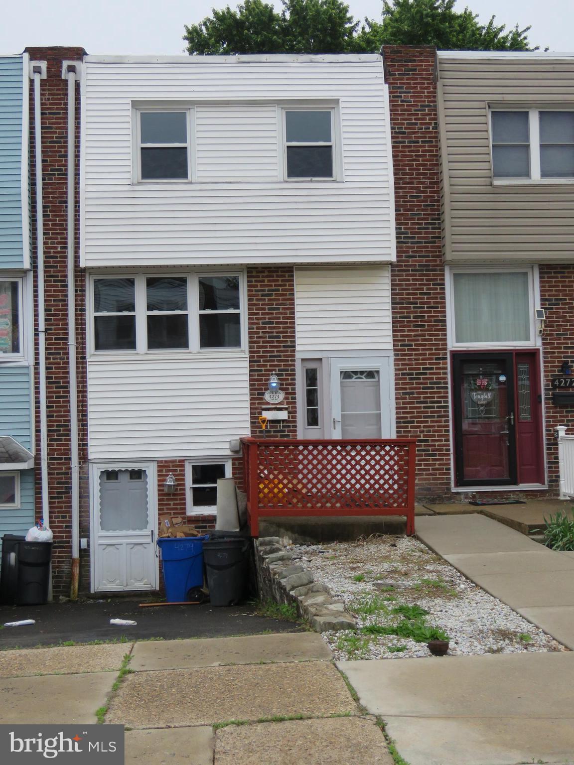 3 Bedroom, 1.5 bath townhome in desirable Millbrook section of Philadelphia. Home is within walking distance of the Philadelphia Mills Mall and public transportation. Close to all major Hwys(Woodhaven Rd, I-95, PA turnpike). Home has economical gas heat, gas hot water and central air. Kitchen has laminate tile floor, Kenmore gas stove, Frigidaire refrigerator and Amana dishwasher. Master bedroom has 8' x 7' closet/dressing area. Basement has wall to wall carpet, 1/2 bath, recessed lights and access to garage. Back yard has covered deck and fenced yard. Front railing and back yard deck were recently restained. Roof was redone in 2024. Heater and A/C condenser were replaced in 2020. Electric box and breakers were replaced in 2020. Great opportunity for 1st time buyer, investor for rental or anyone looking for a good home!