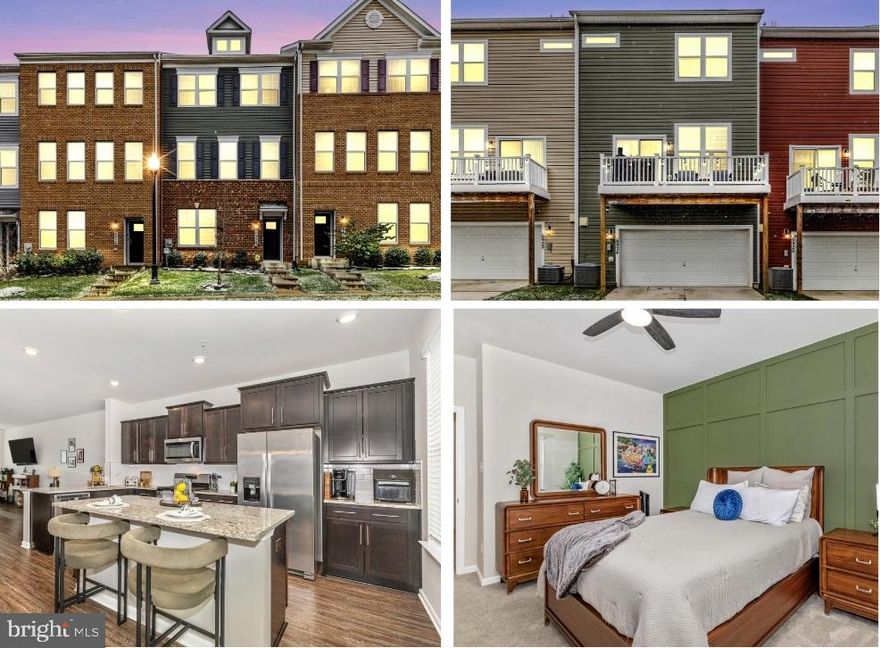 Located in an unbeatable location—outside city taxes yet just a few minutes to major commuter routes, shopping, restaurants, and everyday essentials.  Attached two-car garage is equipped with additional storage and an EV charging outlet.  The family room on this walk-in level is a great place to gather and is so large it can be a great multi-use space! The main level showcases an open-concept layout with tall ceilings, great natural light, and a spacious gourmet kitchen equipped with gas range, all stainless steel appliances, granite counters with classic subway backsplash and contrasting dark cabinets with an island.  The deck located right off the kitchen is perfect for morning coffee or evening unwinding - and makes for an extension of your entertainment space. The upper level includes a very comfortable primary suite with designer trim detail and private bath, along with two additional bedrooms that share another sizable full bathroom. The bedroom-level laundry room adds to the home’s easy, functional living.  HOA includes a full gym, gorgeous rec room, and a lovely outdoor pool!  This townhome is only 5 years young!  With newer systems, neutral finishes, and a low-maintenance lifestyle, this is a smart, move-in-ready opportunity in a highly convenient Frederick location.