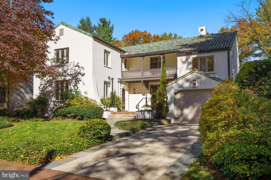 Set on a quiet block with no through traffic, this stunning home, just a few blocks over the DC line on the west side of coveted Chevy Chase Village, overlooks the Chevy Chase Club golf course. With approximately 4,200 square feet of finished space, this exceptional and beautifully maintained Mediterranean residence has been renovated and expanded extensively. Among the most special of homes in the Village, 133 Hesketh is filled with abundant light, generously sized rooms and gorgeous detail. The thoughtful expansion and renovation was designed to provide great flow for everyday living and entertaining, and to take advantage of unobstructed views in the back. All of the rear facing rooms have walls of windows and/or oversized windows, and the result is spectacular. Filled with details and special touches at each turn, including beamed, nearly 11' ceiling in living room, copper sconces, solid wood carved doors, stunning staircase, art niches, lovely iron work, random width flooring, front courtyard, Spanish tile and copper roofs, and more, this home is a rare find. In addition to the gorgeous living room, the main level also includes a welcoming foyer, handsome dining room, spacious kitchen with ample workspace and storage open to family room and breakfast area with 14' ceilings (and those views!), a handsome library/office with custom built-ins also overlooking the back with views, a full bath and access to the attached 2-car tandem garage with workspace. The primary suite overlooks the back as well and is complete with balcony to the front, a dressing area, primary bath and a private office/sitting room with a 12' vaulted ceiling. Two additional bedrooms and a hall bath are also on the upper level. A fourth bedroom (which could be used as a playroom) with its own separate entrance is on the lower level, along with a recently renovated full bath, a partially finished large room with great ceiling height (ready for full conversion to additional living space), and laundry room. CC Village offers amazing amenities including its own post office and police force, twice weekly trash collection (no need to put cans out, they are collected from your yard), mail collection and house checks while residents are away, community gatherings and more. All in a fabulous location so close to Friendship Heights metro and the shops of upper Connecticut Avenue, Capital Crescent trail and Bethesda - leave the car at home! Easy commute to DC, MD and VA . All 3 major airports are also within approximately 1/2 hour drive. In bounds for Somerset Elementary. You likely won't see one like this one again - be sure not to miss it!