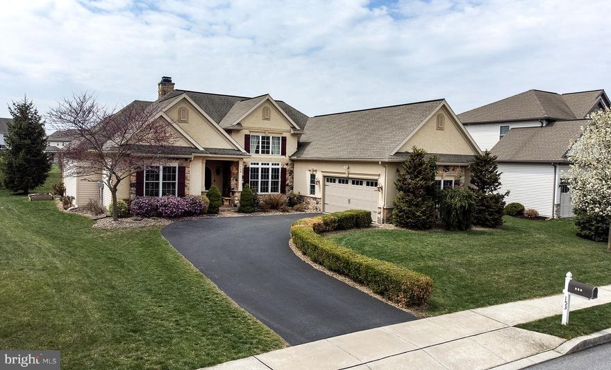 Welcome to Ridgewood. This Mediterranean inspired custom built ranch w/endless high end finishes throughout is for sale.  Open floorplan features a chef's kitchen, 14 ft ceilings in the family/dining rm, wood fireplace, study, 3 bedrooms, 2 full baths. Master suite w/steam rain shower. Stamped patio w/french doors from master & family rm. Appointments include wood & travertine floors, granite, chef's appliances, mouldings galore ,custom painting, window treatments, tray & coffered ceilings & built in bookcases. The lower level is finished and adds more space to this fantastic ranch with a great room, bedroom, full bathroom and countertop bar area. You will also find unfinished storage area and crawl space. Come explore what this Landmark built home has to offer.