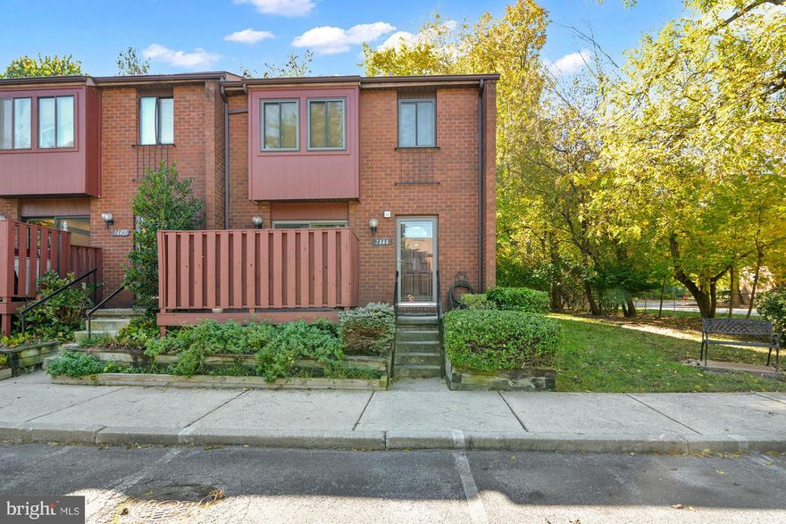 Welcome home to this wonderful end-of-group townhome in the sought-after Slade Village Community in the heart of Pikesville! This home features 3 spacious bedrooms and 3.5 bathrooms. Walking up to the house you are greeted by beautiful landscaping, and a private front porch. The main level features an eat-in kitchen with lots of pantry space, formal dining room, living room w/ fireplace & custom built ins, and powder room. Living room overlooks gorgeous backyard and deck. Upper level features 2 oversized bedrooms each with their own en-suite bathrooms. Lower level features a rec room, 3rd bedroom, full bathroom, laundry and tons of storage. Schedule your private showing today!