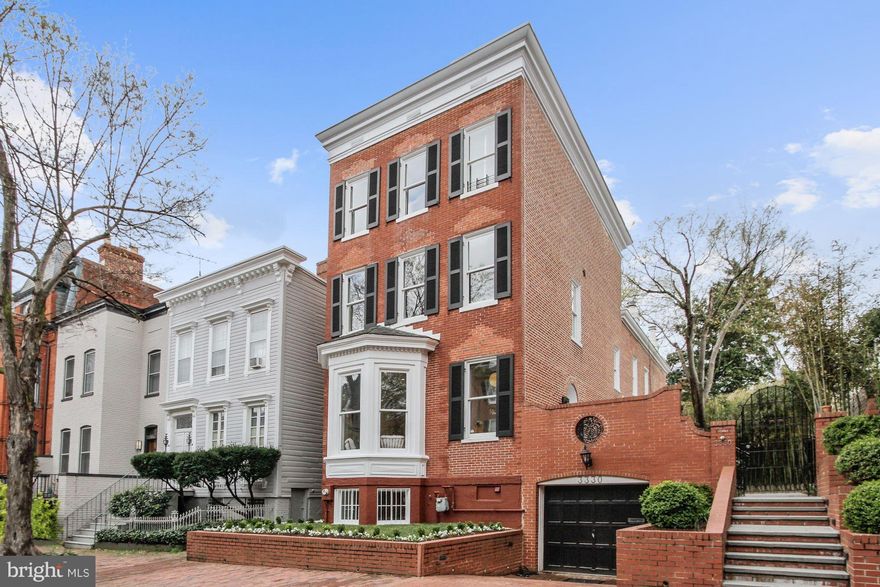 1st OPEN SUN 4/22, 1-4PM! Stately + fully detached 6BR/4.5BA Georgetown Federal w/  lovely outdoor space! A serene urban oasis within blocks to popular eateries and shops. Full of character w/ soaring ceilings, traditional moldings + gleaming hardwoods. Beautifully updated kitchen w/ Viking range + custom cabinetry. Generously sized BRs. Large side terrace, patio + rear patio. 1-car garage.