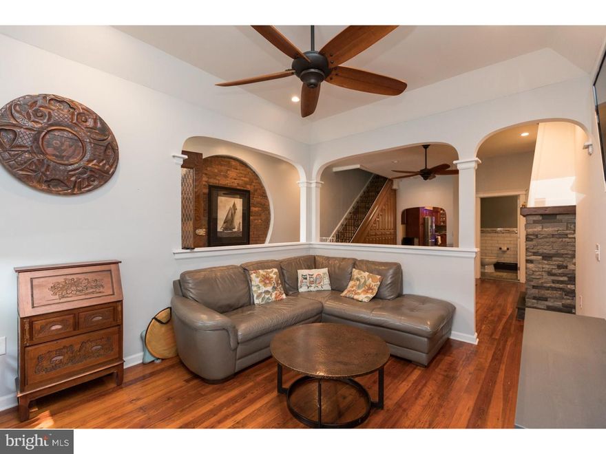 Don't miss your chance to own this INCREDIBLE one of a kind renovation with an attention to detail and tons of original character.  This completely rehabbed home has it all! Custom updates such as stained glass windows, reclaimed wood, exposed brick, stone facade, vaulted hallway ceilings, and much much more.   Enter through an original tiled vestibule and 2 large french doors into an over 2000 square foot home filled with charm.  Original pine floors throughout the first floor, large tiled half bathroom with  stained glass transom.  Snuggle up and get cozy in front of the custom built stone fireplace. Entertain guest in your enormous eat in kitchen with updated stainless steel appliances, granite counter tops, custom drywall, exposed brick, TONS of cabinets and an additional staircase leading to the 2nd floor.   A newly constructed mud room leads to a secluded newly landscaped backyard oasis surrounded by trees and not by other homes! The upstairs boast 3 HUGE bedrooms that could each easily fit a king sized bed.  Spacious fully tiled bathroom with beautiful fixtures. In addition there are Brand new carpets, custom built closets and stackable washer/dryer conveniently located in the hallway.  Why pay more for less?! Located in an excellent location. Walking distance to Fishtown bars and restaurants, public transportation and shopping.  Conveniently located right off of I-95.