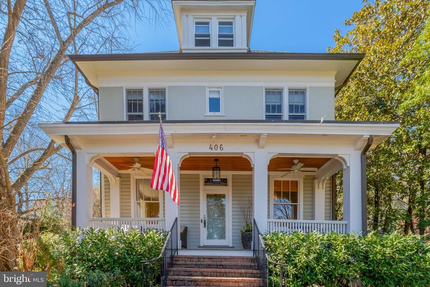 So Much Character and Charm!
ANY OFFERS SHOULD BE SUBMITTED BY 3:00 pm TUESDAY APRIL 1 
Welcome home to 406 N. View Terrace, a stunning historic Colonial that’s been thoughtfully transformed by its current owners to perfectly suit the needs of modern living—while preserving all of its timeless appeal. Nestled on a quiet street in Rosemont, this home offers a rare blend of convenience and seclusion. From your peaceful front porch, enjoy sweeping views of your soon-to-be new neighborhood —a postcard-worthy sight to greet you each day.

This proud Colonial boasts oversized windows that allow natural light to flood every room. Step inside and feel instantly embraced by the warm and welcoming foyer. To your right, a cozy sitting room—perfect for cocktail hour or quiet conversation—invites you to unwind and entertain in style. With custom built-ins, it also offers the perfect spot for reading or reflection, while the gracious living, family and dining rooms flow seamlessly together. Hardwood floors and intricate crown molding throughout the main level pay homage to the home’s 1918 roots, while thoughtful updates make every space feel fresh and functional.
The formal living room features one of several charming window seats, ideal for curling up with a book on a rainy day. In the dining room, gather with friends and family as you look out over the lush backyard. The kitchen showcases beautiful white cabinetry paired with sage accents, creating a soft, timeless aesthetic. Gorgeous marble countertops and high-end appliances, including a Wolf range, make this space as functional as it is beautiful. The peninsula with bar seating and the spacious breakfast nook—complete with a second sink and built-ins—make entertaining a breeze. And the integrated dishwasher. Seamlessly concealed for a clean, streamlined look.

Step outside and let the party continue! An inviting fireplace anchors the beautifully landscaped backyard. Host alfresco dinners on the flagstone patio, where an outdoor kitchen with a built-in grill makes summer barbecues effortless. The low-maintenance turf grass ensures your outdoor space stays green and pristine year-round, perfect for play or relaxation.

Upstairs, you’ll find four generously sized bedrooms. The serene owner’s suite offers a private retreat, complete with two walk-in closets and a spa-inspired primary bath featuring a marble double sink vanity, an oversized glass-enclosed shower with custom tilework, a sitting bench, and a luxurious rain shower head.

The additional bedrooms share an updated hall bath, and just off the third bedroom, you’ll discover a charming home office or den—ideal for remote work or creative pursuits. The top level boasts a spacious finished attic with soaring ceilings, offering the ultimate bonus space. Imagine movie marathons with the whole family lounging comfortably on a sectional, or game nights with room to spare!

The lower level includes a wine storage room and ample storage space, ensuring there’s truly a place for everything.

Whether you’re hosting, working from home, or enjoying quality time together, 406 N. View Terrace offers versatile spaces and plenty of storage for every lifestyle.

And the location? It’s unbeatable. Del Ray's main street, Mount Vernon Avenue, is five blocks away. Old Town is just down the street, a 10-minute walk to shops, dining, and more. Lots of parks in the surrounding area make for great adventures for younger family members or pets. Commuters can easily access the Blue or Yellow lines from King Street Metro Station, an 8-minute walk from this home. For further travel, Alexandria's Amtrak Train Station is the same distance. I-395 access is moments away.