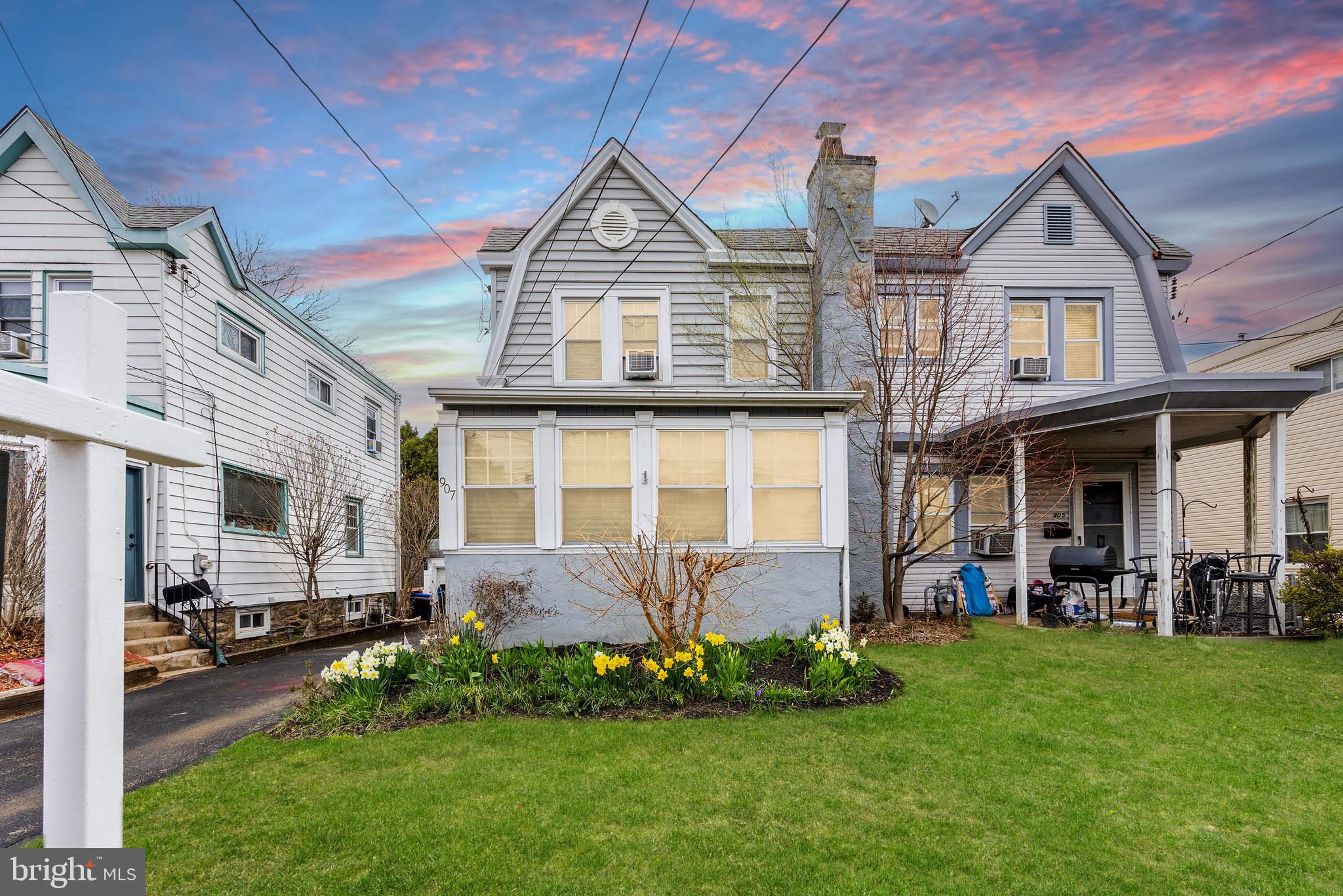 WOW. Take a look at this gorgeous 3 bed 1 bath twin style home for sale in Drexel Hill. Out-front this home has beautiful curb appeal with a shared driveway and access to the 1 car detached garage. On the main floor of the home there is a finished porch area with slate tile floor, living room, dining room and kitchen. The living room and dining room have beautiful refinished hardwood flooring. The kitchen boasts tons of cabinet space. Upstairs are 3 bedrooms and a full bathroom with tile shower surround. The basement is partially finished with an extra living room and a laundry room. Outback is a fenced back yard with a large deck area and garden beds. This home is priced to sell so make your appointment today before the sign reads SOLD.