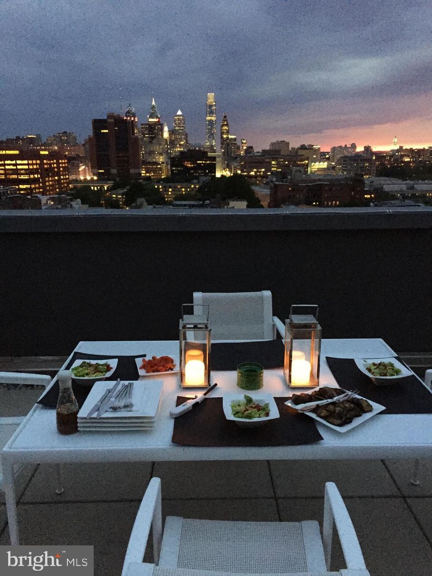 UNRIVALED RIVER, CITY AND BEN FRANKLIN BRIDGE VIEWS. CROWN JEWEL OF PHILADELPHIA. LARGEST PRIVATE ROOFTOP TERRACE IN CITY 1,800 SQ FT.  DIRECT elevator access into the unit. Magnificent 3 BR luxury condo with open, spacious layout, in Old City's premiere boutique building, only 30 units. 2,700 square feet of living space, soaring 10-foot ceilings with oversized floor to ceiling windows throughout, best views of sunrise and fireworks in the city. Wide plank bamboo floors in warm caramel color. Living room gas fireplace, and ample closet space throughout. Dedicated laundry room with full-size washer/dryer and trash chute in the unit. Large balcony off of the living room with water and city views. This luxurious condo features 3 full beautiful limestone baths with Kohler fixtures, Duravit sinks plus an oversized half bath at roof level. Master bedroom has unreal views of Ben Franklin Bridge plus custom blackout blinds.  Master bathroom is luxuriously spacious with double sinks, spa-like soaking tub and oversized shower. Custom gourmet kitchen features black granite countertops, Viking 6 stove burners, a 36" Viking refrigerator and 2 Fisher Paykel dishwashers. Deeded covered parking spot steps away from door in gated parking lot. Doorman/concierge on site. New Daikin HVAC roof level, natural gas line on roof for grilling and an oversized secure storage closet. Quiet, residential block. Old City has the best restaurants, coffee shops and shopping. Hidden gem. Schedule your private tour today at one of the premier luxury buildings in all of Philadelphia!  Matterport video walk through available! Viewing appointments for pre-approved buyers only.