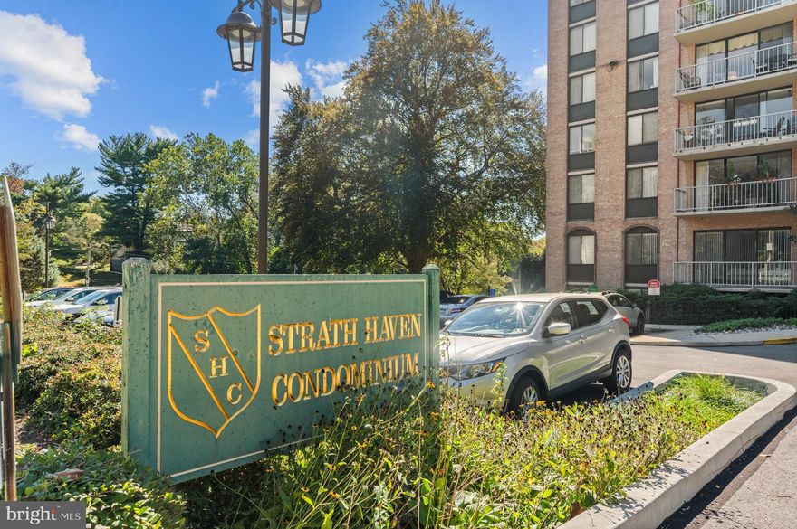 Welcome to 801 Yale Avenue unit 1015 in the popular Strath Haven Condominiums. This one bedroom/one bath unit with new flooring and updated bathroom boasts soaring tree-top views from the 10th floor. Enter into the building through the security doors into the recently updated lobby where you'll find the mail room, the building management office along with elevators to the 10th floor. Just down the hall, step inside your generous living room with large coat closet and sliders to your own personal porch with wonderful views of the natural surroundings outside!.To your left you'll find your bright and functional kitchen with plenty of counter space, white cabinets, and newer gas cooktop along with your separate dining area. Down the hallway you will find your laundry room, with full-sized washer and dryer with shelving for more storage. Next is a new full Bath with stall shower with beautiful tile and niche, directly across from the spacious and bright main bedroom, equipped with a large closet.The HOA fee covers nearly everything—water, electric, sewer, trash, A/C, and heat—ensuring worry-free living. Building amenities include: a large swimming pool  for relaxation and recreation, a hobby workroom for creative projects, a well-stocked free lending library, a meeting room hosting community events and board meetings, and Social Committee activities. All this in a prime location with  convenient transportation: enjoy a short walk to the charming shops and restaurants of the Village of Swarthmore and the picturesque Swarthmore College campus. For added convenience, a complimentary van service provides daily trips to Swarthmore, Springfield, and Media.. This is a great opportunity to own a turnkey unit in a premier building walkable to the quaint town of Swarthmore!