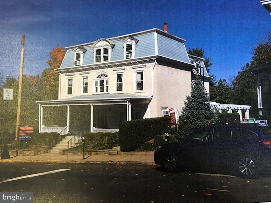 Historic property in center of Doylestown, fully occupied with offices on 1st floor and 4 apartments above, 6 off street parking, across from administration building. Prominent location, great presence. Gross income $80,100 - Expenses $29,027, NOI $51,073 - Cap rate 6.04%