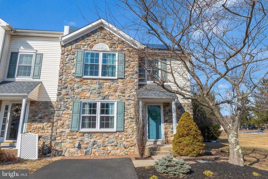 Located in the charming enclave of Richland Greene with *NO HOA Fees*, this beautifully upgraded and meticulously maintained 3-Bedroom, 2.5-Bathroom End-Unit townhome offers a perfect blend of modern features and timeless style! As you step inside, you're greeted by rich hardwood floors that create a welcoming atmosphere. The spacious and light-filled Living Room flows effortlessly into a cozy Family Room, while the gorgeous Kitchen steals the show with stunning soapstone countertops, crisp white cabinetry, updated appliances, and ample storage—including a pantry. Open to the Kitchen, the Dining Area boasts a newer sliding door (2020) that leads to a fantastic deck and private backyard, creating the ideal setting for outdoor relaxation and entertaining! The wonderful open floor plan is perfect for hosting gatherings, and large windows throughout the main level flood the space in natural light. Upstairs, the impressive Primary Suite features a large window offering breathtaking views and sunsets, luxurious Brazilian Cherry flooring, two sets of closets, one walk-in and an additional oversized custom second closet ,and a spa-like full bath with natural stone tiling and a quartz countertop. Two generously sized additional Bedrooms and a Hall Bath complete the second floor. The finished Lower Level provides the perfect space for relaxation, a home office, or entertainment and loads of extra room for storage.  Outside, enjoy a private retreat with a large deck and EP Henry paver patio—ideal for enjoying peaceful moments or entertaining guests all year round and convenience of an outdoor shed for seasonal storage. With a brand NEW Hot Water Heater (2024), Solar Panels installed in 2023 for added energy efficiency, all NEW Windows (2023), and a NEW Roof (2021), this home is not just move-in ready—it’s ready to be called HOME! Don’t miss the opportunity to make it yours!