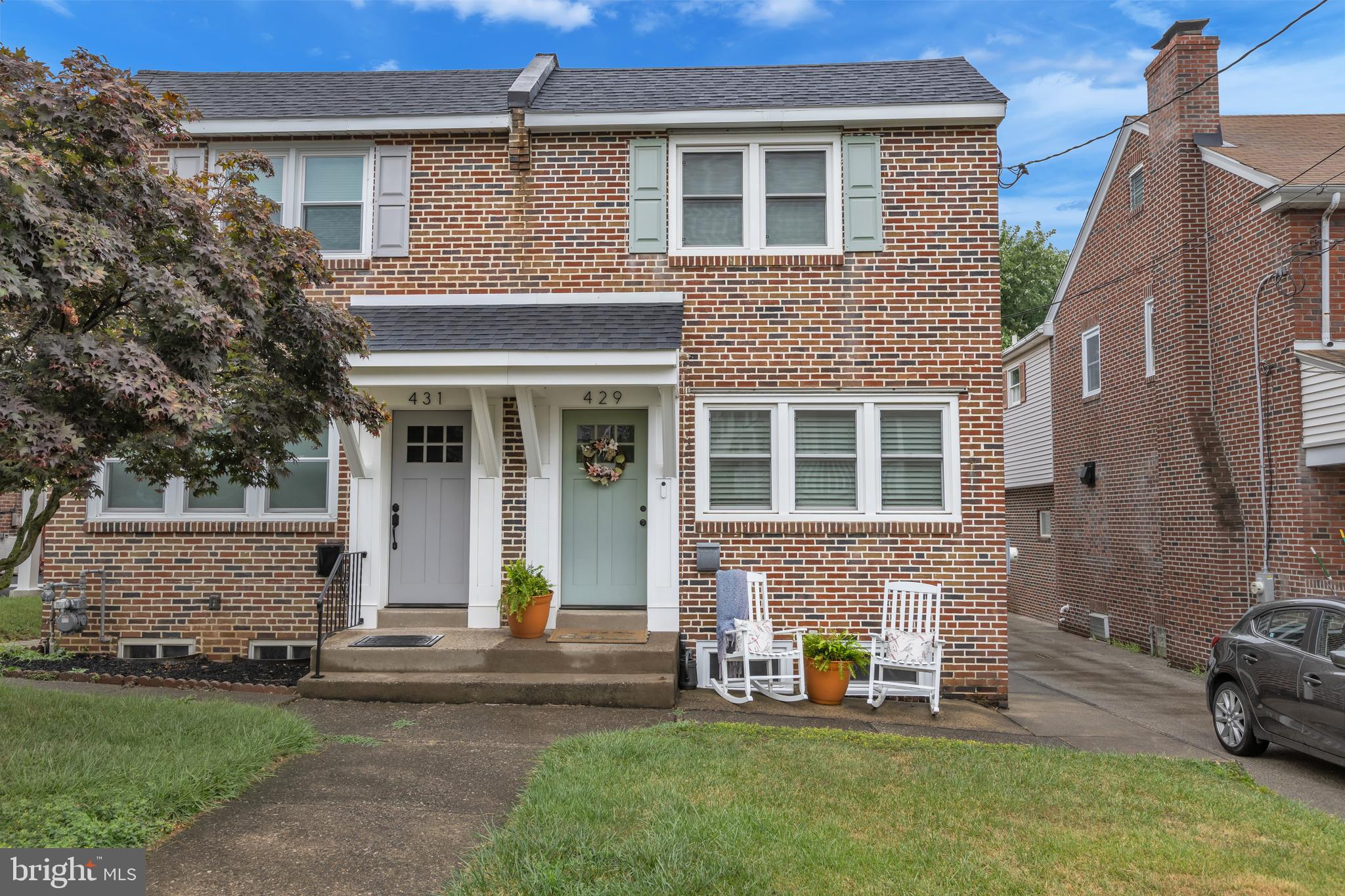 Welcome to 429 Hurst St., a charming 3-bedroom, 1 ½ bath twin in the desirable Bridgeport Borough neighborhood. This newly updated rental home has the WOW factor both inside and out and is ready for you to move right in. The entire first floor was renovated in 2020 with new engineered hardwood floors, new molding, a faux fireplace, and wainscoting. The newly updated kitchen boasts high-end finishes, plenty of counter space, and cabinets for those who love to cook, with dual-tone cabinets, new appliances, a range hood, and quartz countertops. Off the kitchen is a new pantry, laundry space, and half bath. The stamped concrete patio with a fire pit was added in 2021 and looks out over the beautiful fenced-in backyard.
Follow the stunning wood stairway lined with wainscoting up to the second level, where the hardwood floors were refinished in 2020. The second floor features three roomy bedrooms and an updated full bathroom with double sinks, a bathtub, and a tile floor. Ideally located close to all that Conshohocken has to offer and providing an easy commute to the city, this home is perfect for convenience and comfort. Don’t miss out on this incredible rental opportunity in Bridgeport! Contact today for more information or to schedule a viewing.