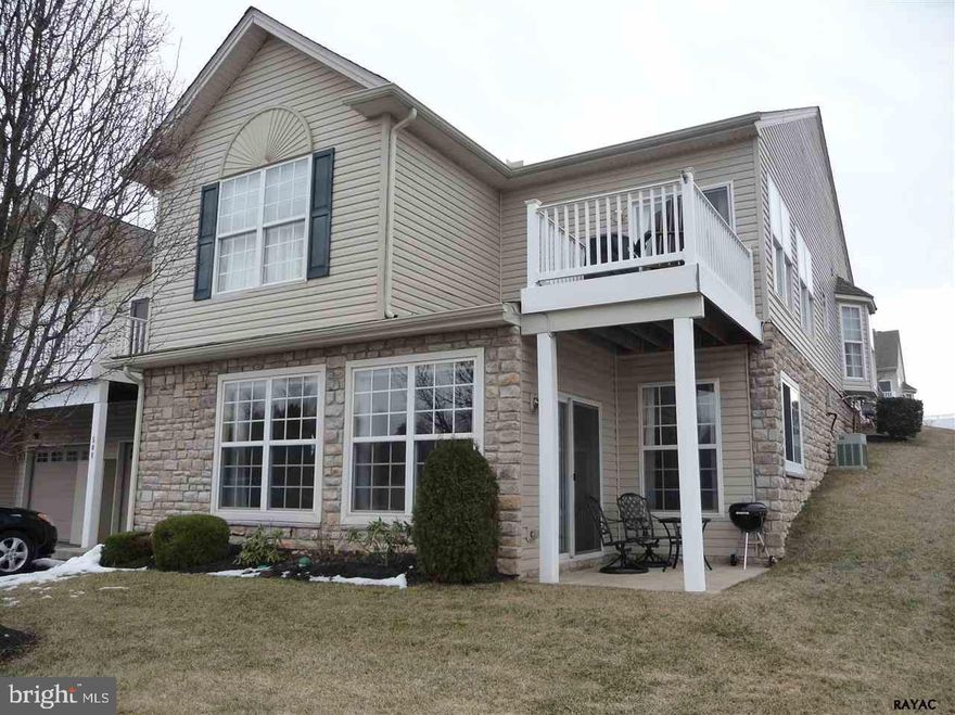 End of group "Charles" model. 1 car garage. Walking distance to library. Shopping nearby. Community center with exercise & party room. Outside landscaping, maintenance & snow removal is included in the monthly Condo fee.  5 minutes to  I-83 for easy commute N or S. Move-in condition. Many upgrades. All appliances convey. Great country view out front window.