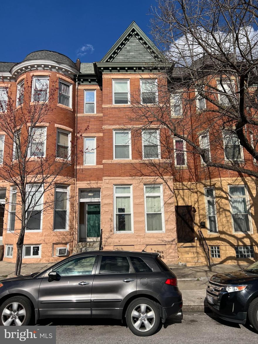 Come check out this huge, well maintained legally zoned 3 unit in Reservoir Hill that's just a stone's throw away from the new mixed use Reservoir Square development! All units contain 2 bedrooms and 1 bathroom, original hardwood floors, clawfoot tubs and separately metered electric and gas for the stove. Currently there is only 1 furnace for the property as well as 1 hot water heater which the owner pays for. 

Unit 1 is occupied by a long term tenant paying $675 per month with a lease ending in February. Unit 2 is currently occupied but will be given notice to vacate at the lease termination at the end of June. The current rent is $870. Unit 3 is unoccupied and ready for the tenant of your choice. Come check out this property today before it's gone! 

The basement is large and perfect for refinishing.