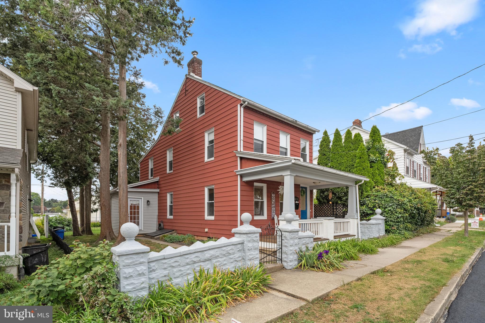 Beautiful Home near Moravian University with Newer Kitchen & Baths. Enjoy the Roofed 16 X 7 Front Porch and Enter into the Living room with Hardwood floors, Corner Cabinet. Formal Dining room with Hardwood floors. Off the DR is a New Powder room. Large Eat in Kitchen with Laminate/Vinyl floors, SS Electric Range & Oven, Refrigerator, Granite Counter, Ceramic Tile Backsplash, Recessed Lighting, Dishwasher, SS Sink with Breakfast Bar. Off Kitchen is large room with electric BB heat, which could be used as Home Office, Breakfast room or Play room etc.. Second floor consist of 2/3 Bedrooms with Laminate floors & a Walk in Closet. Third floor with Primary Bedroom and Hardwood floors and Electric BB Heat. Full clean Basement with OS Exit, Gas Hot air heat, Gas hot water heater, Washer & Dryer. Fenced Yard leads to Rear Garage currently finished into a 20 X 12 Music room with heat. Lots of possibilities for the use of this home.