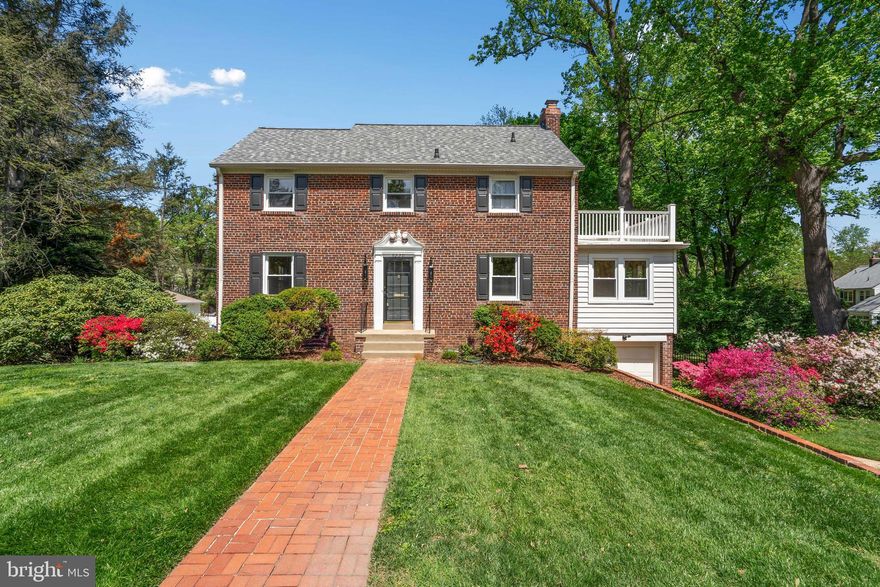 Step into timeless elegance with this classic 1940 Federal-style home, ideally located inside the Beltway. This stately brick residence sits on a generous over 1/3-acre lot, surrounded by lush, mature landscaping, vibrant blooms, and a charming built-in brick grill and seating area —a private oasis just steps from scenic Sligo Creek Park and Trail and the beloved Zinnia Restaurant. Inside, enjoy the charm of refinished hardwood floors, a first-floor bedroom with attached half bath (with potential to be converted to a full), and a finished basement offering versatile living space. The previously updated kitchen is both functional and inviting, perfect for everyday living or entertaining. Just off the kitchen is a cozy screened porch for enjoying your morning coffee.  Upstairs are large bedrooms with ample storage, including a primary suite with bathroom and balcony. Major updates include brand new windows, a new roof, and a 1-year-old HVAC system, ensuring peace of mind and energy efficiency. An attached 1-car garage adds convenience. With quick access to downtown Silver Spring, this home combines classic style, modern updates, and unbeatable location.