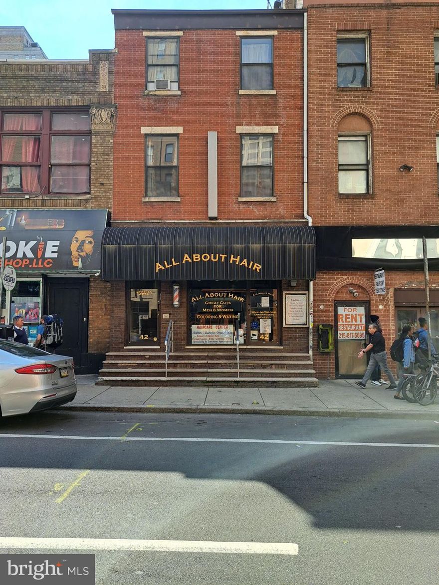 A rare opportunity to establish a successful business or develop a high-end rental property. This 3-story, 3711 sq. ft. building has 4 apartments & a prime ground floor commercial space. Located in the buys and sought after 19th & Chestnut Street area. All within a short walk to Rittenhouse Square, a variety of specialty shops, fine dining & many high-rise commercial & residential buildings. Convenient off street parking & accessible public transportation, make this a desirable Center City location.
*1st Floor & Partial Basement, Current commercial use: Hair salon (no lease). Monthly rent: $2,932.
*2nd Floor Front (1 Bedroom). Rent: $850
*2nd Floor Rear (Studio). Rent: $900
*3rd Floor Front (Studio). Rent: $800
*3rd Floor Rear (1 Bedroom). Rent: $875