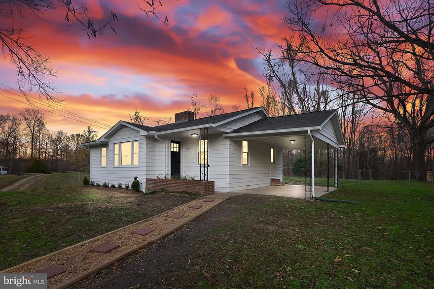 This cute as a button 2 Bed 1 Bath home located on 14 ACRES has been gorgeously remodeled with New Cabinets, Countertops, Stainless Steel Appliances, paint, roof, and HVAC system . The property also comes with a great fenced in yard, attached carport, original hardwood floors,  new vanity, faucet, and tile in the bathroom, a convenient laundry/ mudroom with access to the backyard, and a shed for additional storage at the rear of the property. Great location-5 mins from Stafford County with King George taxes! Schedule a visit today to see your new home!