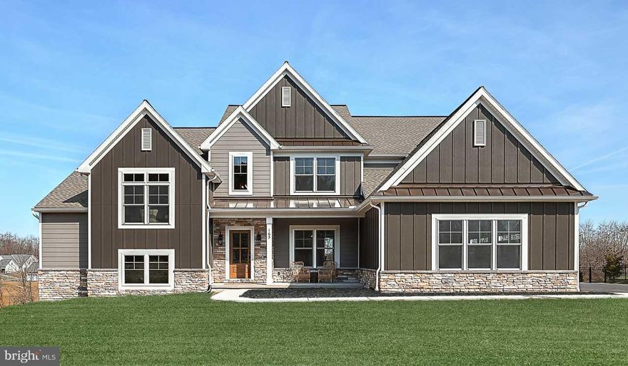 This grand 2-story home with 9’ ceilings on the 1st floor, James Hardie fiber cement siding, a 3-car side load garage with mudroom entry, and a basement with outdoor access is loaded with extras: a first-floor bonus room, hearth room, deck, butler’s pantry, a 2nd floor study with cathedral ceiling and loft, and even a finished bonus room in the basement. Luxury vinyl plank flooring adorns the foyer, dining room, breakfast area, kitchen, and hearth room, while the great room, bedrooms, and study are finished with plush carpet, and a dramatic 2-story ceiling creates a grand first impression in the foyer. The foyer opens to the formal dining room with tray ceiling, craftsman trim detail, and an adjacent elegant butler’s pantry. Just beyond, the great room with a 2-story ceiling, the kitchen, breakfast area, and rear hearth room share an open plan. The gourmet kitchen includes quartz countertops with tile backsplash, stainless steel appliances including a wall oven, and a corner pantry. The connecting hearth room creates a cozy space to relax by the fireplace or entertain and provides access to the back yard deck. The first-floor owner’s suite with tray ceiling boasts an expansive closet, and a private bathroom with tile flooring, a tile shower, freestanding tub, and double bowl vanity with a quartz countertop. On the 2nd floor is a study, versatile loft area overlooking the great room, 2 full baths, and 3 bedrooms with spacious closets. The home is completed with a finished bonus space in the basement, which also provides sliding glass door access to the back yard.