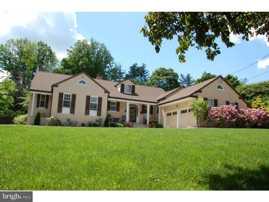 Immaculate, move-in ready  4-5 Bedroom Cape Cod style home, set on .72 flat acres in Gladwyne, offers well designed and recently renovated expansive First Level living. Large, bright Master Bedroom with generous separate closets is a picture of balance and spa like tranquility. Beautifully detailed his and her inlaid marble Baths, each with standing showers, wash stand height sinks, and hers with an elegant under window soaking tub.  Steps away is a fully outfitted Office which enjoys views of the property's rear yard and walled Stone Terrace. Elegant formal Living Room with gleaming hardwood floors, mantled fireplace with stone surround and oversized western facing window. This formal space opens to a screened mahogany Terrace allowing for additional entertaining and enjoyment of exquisite sunsets. From the Living Room, through a wide cased opening, is the elegant Dining Room. Handsome wainscoting, hardwood flooring and two exposures of light combine to create both a formal and inviting space. Beyond, find the eat-in Kitchen with large cherry topped center island.  Highest quality appliances including Sub Zero refrigeration, Fisher/Paykel dish drawers and six burner Viking range with inset griddle. Also on this level is a handsome Den highlighted with custom cherry shelving, gas fireplace and French door access to covered Terrace and yard.  Ascend a traditional stair to find three additional Bedrooms, one with an ensuite Bath and the other two with large, shared Bath accessed by a wide hall with windows. Fully finished Lower Level includes large gym, recreation area, primary storage and full Bath. Walk out to the side yard makes for maximum flexibility as the gym was once purposed as an additional Bedroom. Beautifully located, neutrally appointed with superior materials and exceptional attention to detail. Pristine.