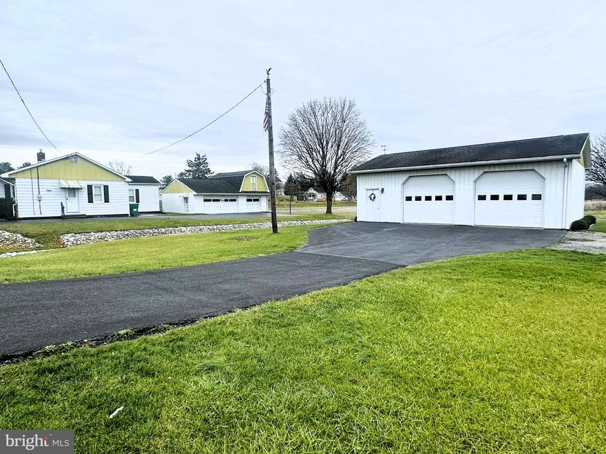 THIS PROPERTY IS ALSO CONSIDERED RESIDENTIAL, SOLD COMMERCIAL DUE TO ZONING. 
This 3-bedroom 1 story home in Adams County includes 2 tracts totaling .78 acre. Nice eat in kitchen  with Delwood oak kitchen cabinets and tile backsplash, deep stainless sink, and solid surface countertops.  The lower level includes a 10'6" x 40' family room and 11' x 17' laundry and additional shower area.  The home has been upgraded with triple pane thermopane  tilt in windows, a Square D 200 amp circuit breaker box,  and has a 5' x 15' covered front porch.  There are is a 3-car detached garage with heat and a 2nd floor storage area there is also a 24' x 36' pole building with 2  overhead doors and a separate 9'6" x 24' insulated shop with a pellet stove, concrete floors, electric and a 15' workbench.  Both garages are accessed by blacktop driveways.  Appliances included are: Refrigerator, electric range/oven, built in microwave (2 years old), dishwasher (installed 2024), front load washer, dryer, upright freezer, and window treatments.
NOTE: The tax records include both parcels.  
1482 Carlisle Pike is in Conewago Township (Highway Commercial Zoning) with .12 acre
1494 Carlisle Pike is in Oxford Township (Commercial Zoning) with .66 acre 
Total Acreage .78
AGENT IS RELATED TO OWNER