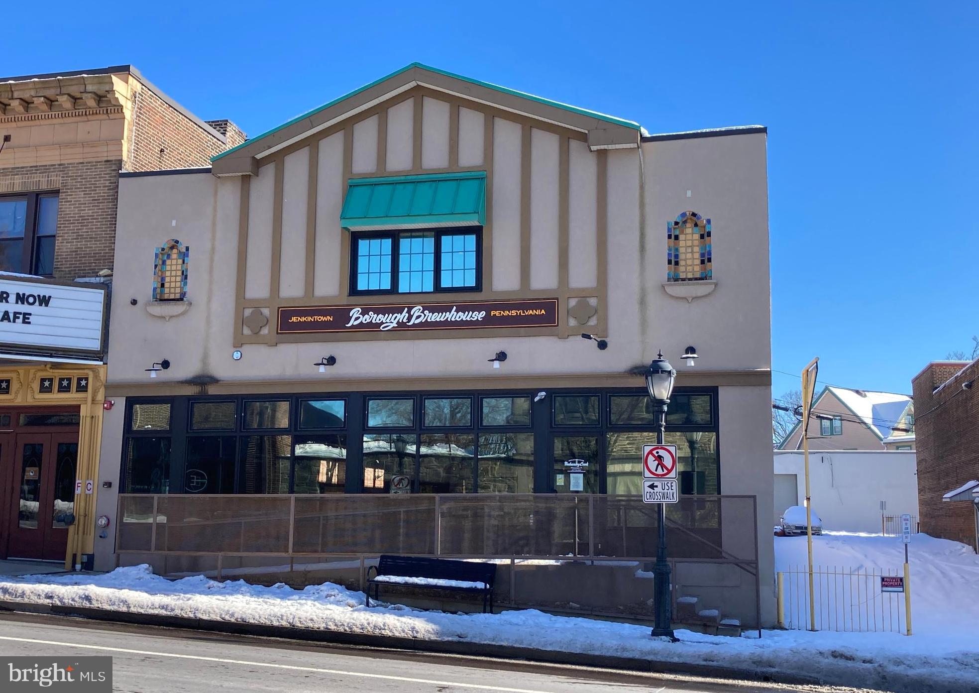 TURNKEY BREWPUB IN JENKINTOWN BOROUGH!! This 5,600-square-foot restaurant and brewing facility is ready to re-open. The gorgeous 1920 building has been completely renovated and is a fully operational brewery. Located in the heart of the bustling walking community of Jenkintown Borough, this brewpub/brewhouse has been the place to grab a beer, meet up with or run into friends & neighbors, weekly quizzo, many family dinners, private events and live music. Renovations in the past 4 years include New stucco on three sides, roofing, windows, doors, polished concrete floors, everything is new except for the metal supports and the bricks New HVAC mechanicals and ducts, sprinkler system, plumbing and electric. Custom lighting enhances the industrial-style interior of exposed beams and rafters. The service area is an open concept for 140 seats (Mezzanine, Bar, Tables, High-tops, and Banquettes) with a 40' ceiling that looms above the bar with natural light pouring over a custom metal fabricator's dream TV platform. A dining mezzanine, perfect for private events and meetings, overlooks half of the main floor. From every angle of the front of the house, giant glass walls showcase the brew room featuring new 10bbl DME equipment - the lines are in and ready to run your own recipes. Unlike restaurant kitchens that are retrofitted work areas, this kitchen was designed first, then walled-in. Its 700 square feet features a hot line, cold line, prep line, service line and a wash line with all new, state-of-the-art equipment, fire suppression, ventilation, two new walk-ins, there's even a walk-in dry storage room. A private office and separate grain room were thoughtfully located in the floor plan. No expense was spared building this facility. This is being offered at a considerable discount. If necessary, some consulting is available to get a new team up and running with the various systems and equipment. Please inquire for a private tour and additional information.