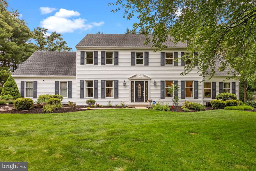 Welcome home to this impeccably maintained, 5 bedroom, 3.5 bathroom home situated on a fabulous lot within the coveted neighborhood of River Knoll. The stately curb appeal of the Colonial style exterior exudes charm as you arrive to a manicured landscape and pathway to the front door. Enter the center hall Foyer, and notice generously sized living and dining rooms on either side. Immediately notice the gleaming hardwood floors stretch through the entire home. An updated, eat-in kitchen awaits with shaker style cabinets, granite countertops, an island, and stainless steel appliances, and a breakfast nook. Step down to the comfortable family room complete with a stone faced, wood burning fireplace. Through double French Doors you will find a first floor study. The first floor is complete with a nicely sized mud room/laundry area off the garage access, and offers multiple closet storage, and a back set of stairs to the 5th bedroom suite. 

A lovely primary suite awaits and features a sitting room with walk in closet, a vanity area and additional closet, and bathroom with stunning marble tile shower with a skylight. The second floor hall way also provides direct access to the hall bathroom and 3 additional bedrooms.

The finished basement is an ideal retreat for any of your recreational needs, and has been updated with new LVP flooring, modern rail system, and new ceiling tiles. A storage room and closets found for convenience. 

Enjoy the peaceful nature of the updated paver patio that overlooks the private back yard. River Knoll is set within Buckland Valley Farm communities and offers the quintessential Washington Crossing charm- where you are within a lovely neighborhood, yet there is an abundance of nature around you. Walk or bike to the Delaware Canal Towpath which offers a scenic park to enjoy. Located also within Council Rock School District; among the most highly regarded in the area. Easy access along the I95 corridor provides added convenience for those commuting to Philly, Princeton, or NYC. 

This home is a MUST SEE!