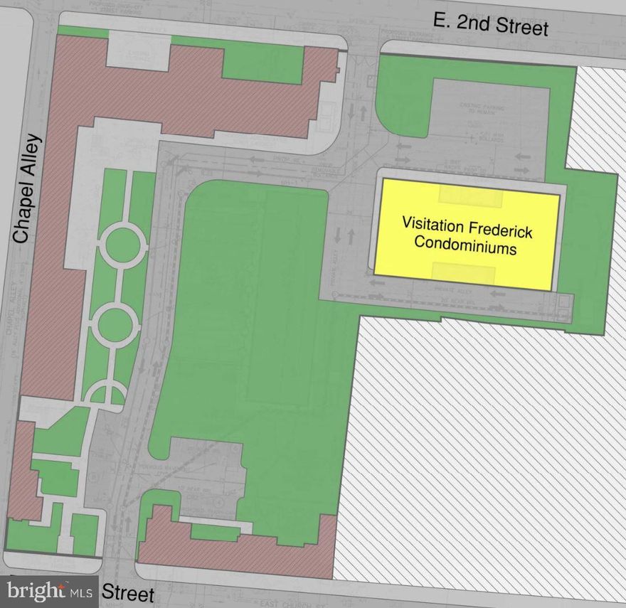 Luxury condominium at Visitation Frederick in the heart of Frederick's downtown, historic district. Secure building with elevator. Unit includes private, covered balcony and 2-car attached garage. Developer O2J - James O'Hare and Lance Jacard.