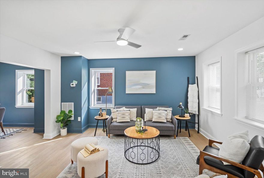 Recently Refreshed End-Unit Townhouse in Baltimore
This bright and modern end-unit townhouse offers the perfect blend of comfort and style. With abundant natural light streaming through its many windows, the home feels airy and inviting throughout.
The main level features contemporary fixtures, ceiling fans, and a striking blue accent wall that adds a pop of personality to the open living space. The eat-in kitchen is both functional and stylish, complete with a breakfast bar—ideal for casual dining or entertaining.
Downstairs, the finished basement includes a full bathroom, providing extra living space perfect for a guest suite, home office, or recreation area.
Upstairs, you’ll find three well-sized bedrooms and an additional full bathroom, offering plenty of space for family or guests.
This home is move-in ready and thoughtfully updated—perfect for anyone looking to enjoy modern living in a convenient Baltimore location.