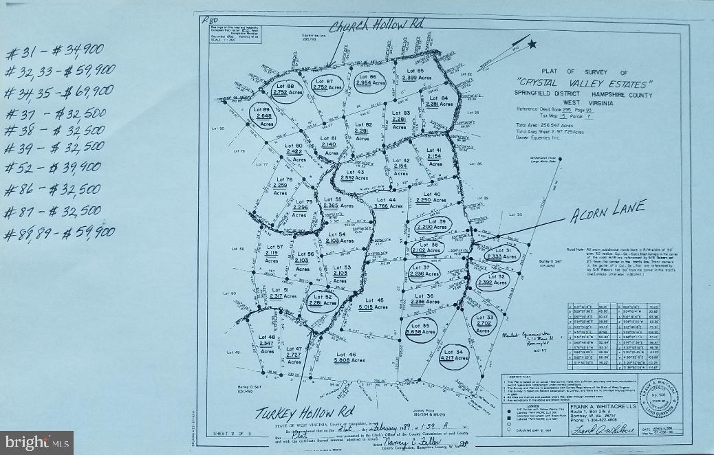 CRYSTAL VALLEY ESTATES - Land