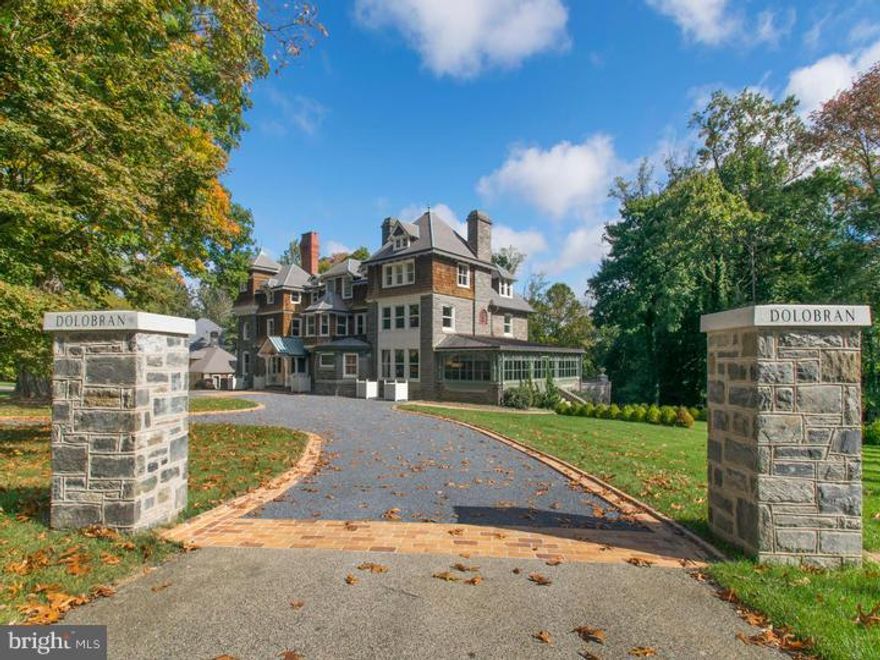 Renovations are nearly complete on the first refurbishing of Dolobran Estate a home on the National Register of Historic Properties. The home was built in 1881 and re-modified by Furness over the next 14 years, Dolobran has undertaken its first major rehab since being a Vassar show home in the early 1990's. This 2 year undertaking has included remodeling the house with central air conditioning throughout, opening the rear staircase for entry to kitchen, adding a mudroom and second powder room, an entirely new modern era kitchen, updating bathrooms, refinishing the floors throughout, fixing the mechanicals of the windows, refurbishing the deck of the once ballroom.  There are 5 bedrooms and 5 full baths with an oversized laundry and an apartment area that has its own bathroom. Pool and spa have been newly renovated and the exterior landscape has been rehab with a plan provided by Gale Nurseries. New price does not include fit out of basement.  Pricing for basement finishes upon request.