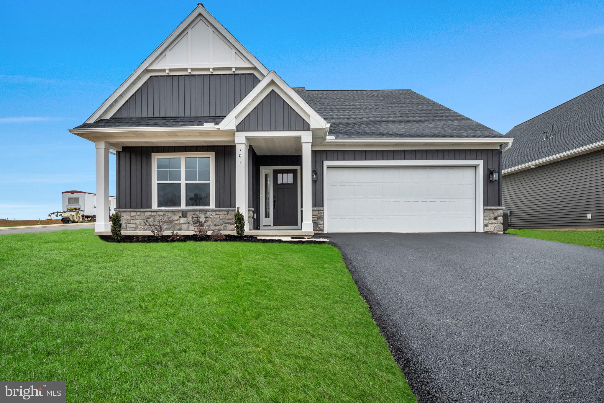 Beautifully appointed - Wynfield at Annville 55+ - Greyson II floor plan Garman Builders, located on Lot #82 with close proximity to the community clubhouse. This is two level 3 bedroom, 2 bathroom with a flex room for use as an office or additional sitting room. Interior features cathedral ceilings from kitchen to living room, with kitchen design package, quartz countertops with gas range cooking and stainless appliances, owners luxury bath in primary suite, electric fireplace and hardwood floors to name a few. Unfinished storage room over garage for all of your storage needs. Covered patio to enjoy, Estimated completion end of March 2024 with end loan financing options. Call today for your personal tour or stop by our Model Home Tuesday - Saturday 10-5. Garman design team is award winning so you can be sure this will be a beautiful house to call home.