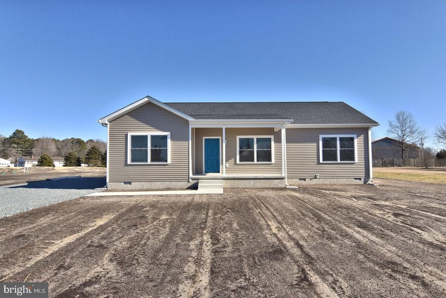 Welcome to this brand new 3-bedroom, 2-bath home near Delmar, DE. Built in 2026, this 1,428 sq ft residence features an open floorplan designed for comfortable, modern living. Set on a spacious .75-acre lot, the home offers plenty of room to enjoy outdoor space and privacy. The open living, dining, and kitchen areas create a bright, functional layout ideal for everyday living and entertaining. Step out back to a 12' x 12' deck, perfect for relaxing or hosting gatherings.  A fresh build with thoughtful design on a generous lot in Delmar School District—this home is ready to welcome its first owners.